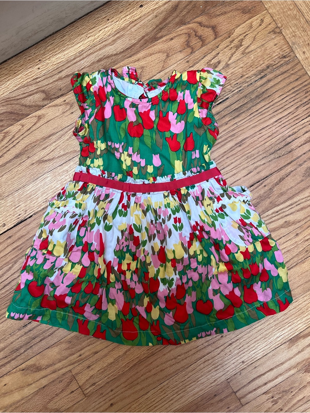 Hanna Andersson Bright Tulip Floral Dress in Red, Pink & Green